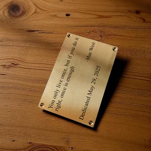 Custom Brushed Gold Brass Plaque: Engraved Nameplate Sign