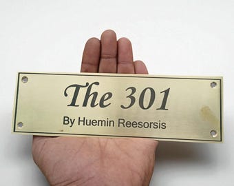 Custom Engraved Solid Brass Sign: Gold Finish, Personalized Plaque