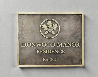 Letrero de bronce macizo personalizado para casa - Regalo personalizado para octavo aniversario y placa conmemorativa - Marcador de dirección duradero para exteriores