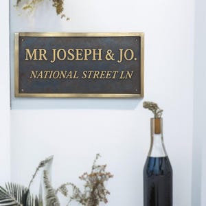 Aangepaste bronzen plaquette – gepersonaliseerd bronzen bord, jubileumcadeau, markering historisch huis, duurzame buitenborden en wandborden