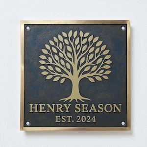 Plaque personnalisée en laiton moulé : plaque d&#39;adresse d&#39;entreprise finition patine antique