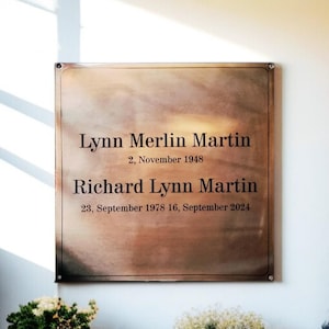Custom Engraved Brass Plaque – Antiqued Patina Sign for House, Memorial, or Business | Personalized Vintage Metal Nameplate