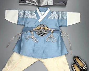 Boy’s Hanbok Set (Style D) | Korean Outfit for First Birthday, Lunar New Year, Chuseok, Holiday Gift