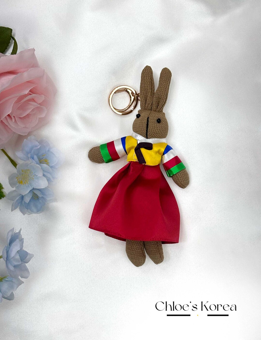 Hanbok Rabbit Key Ring: Embroidered Doljanchi First Birthday Accessory ...