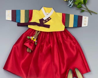 Girl’s Hanbok Set (Style C) | Korean Traditional Dress for First Birthday, Kids, Children, Hanbok Outfit