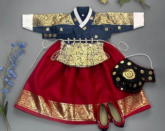 Girl’s Hanbok Set (Style E) | Korean Traditional Dress for First Birthday, Kids, Children, Hanbok Outfit