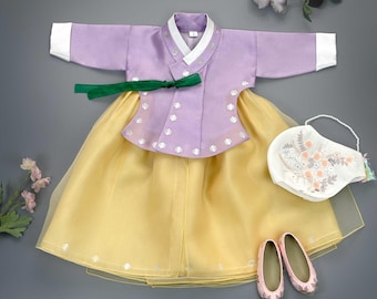 Conjunto de hanbok para niña (estilo G) / Vestido tradicional coreano para primer cumpleaños, niñas, niños, traje de hanbok
