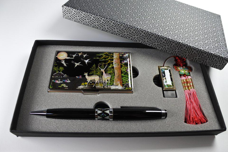 Premium Korean Mother-of-pearl Gift Set | Najeonchilgi Pen, USB