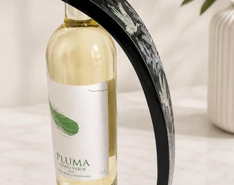 Luxury Korean Mother of Pearl Wine Holder, Handmade Najeon Crane Bottle Stand, Traditional Korean Home Decor