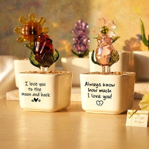 Personalized Glass Flower Pot, Handmade Valentine's Day Gift
