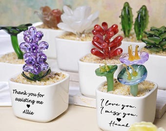 Custom Potted Plant Figurine: Thank You for Helping Me Grow, Farewell Gift