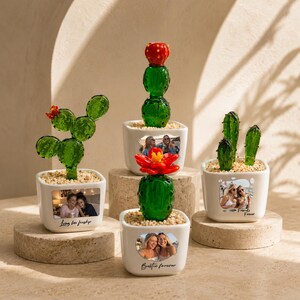 Personalized Photo Glass Cactus Planter, Best Friend Gift, Friendship Keepsake, Birthday Gift for Her