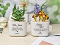 Stained Glass Flower Custom Potted Plants, Thank You for Helping Me Grow, Teacher Appreciation, Succulent Cactus Figurine, Thank You Gift
