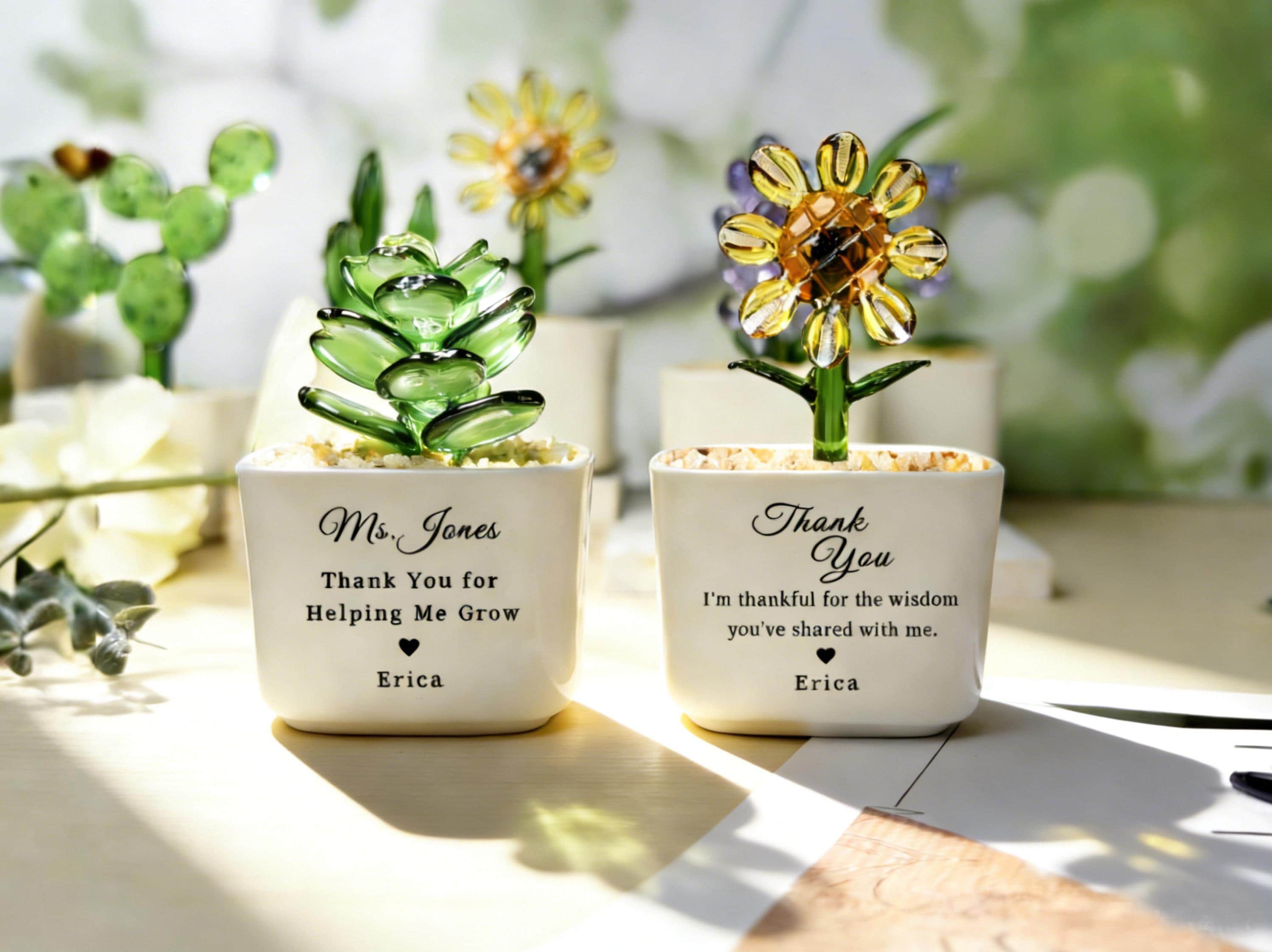 Handmade Stained Glass Sunflower Pot