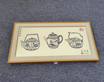traditional Chinese papercut artworks teapot cultural heritage