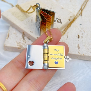 A Letter to My Daughter&quot; Book-Shaped Necklace – A Simple and Stylish Birthday Gift for Daughter – 18K Gold-Plated Necklace Keepsake