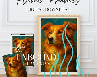 Red Golden Collie Portrait: Vibrant Dog Art Print (Digital Download PNG File)