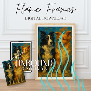 Border Collie Pair Art Print: Flame Frame, Digital Download