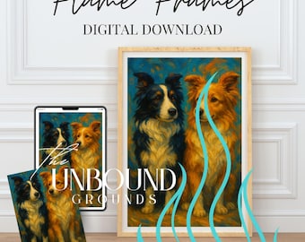 Border Collie Pair Art Print: Flame Frame, Digital Download