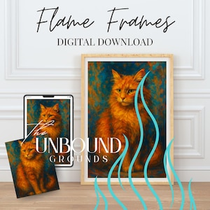 Ginger Cat Portrait: Fiery Flame Frame Art Print (Digital Download)