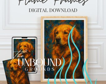 Golden Retriever Portrait: Vibrant Dog Art Print (Digital Download, 18x24 inches)