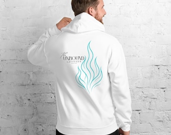 Sudadera con capucha con estampado de llamas Aqua: ropa urbana unisex de mezcla gruesa