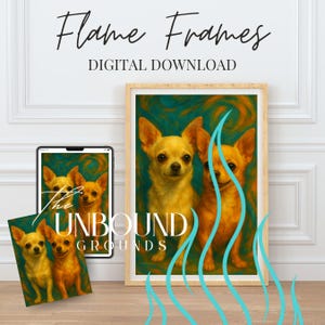 Chihuahua Duo Flame Portrait: Digital Download Pet Wall Art