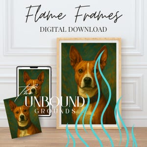 Basenji Flame Frame Portrait: Printable Dog Wall Art (Digital Download)