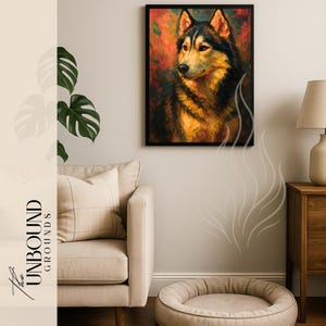 Husky Dog Portrait Print: Modern Pet Wall Art
