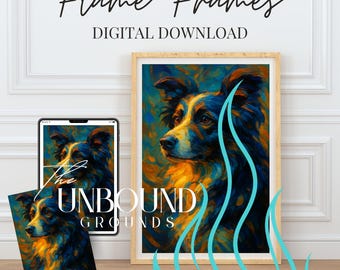 Border Collie Art Print: Abstract Flame Frame (Digital Download 18x24 inches PNG)