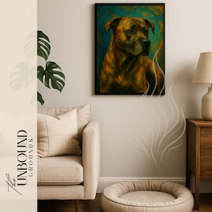 Brindle Pitbull Portrait Print: Dog Lover Wall Art
