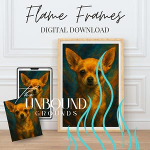 Chihuahua Digital Download | Printable Dog Portrait | Pet Wall Art | Chihuahua Flame Frame | Instant Download | Chihuahua Lover Gift