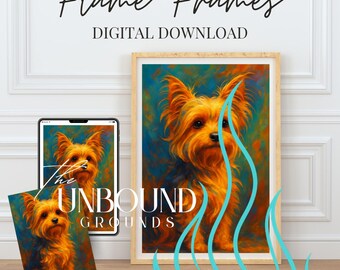 Yorkie Dog Portrait: Vibrant Digital Download Art