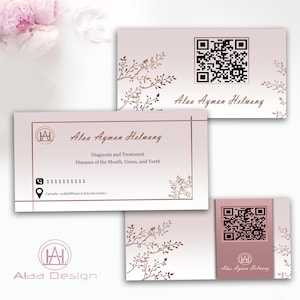 Professional Business Card with QR Code – Two Background Styles – Editable Canva Template – Arabic-Friendly