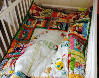One off patchwork cot bed/ crib quilt for toddlers/ children