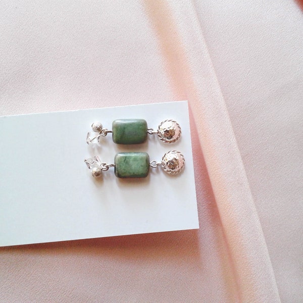 Sterling Post Stud Nephrite Jade Earring