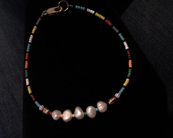 Freshwater Pearl Rainbow Tribal Spirit Ankle Bracelet Gemstone