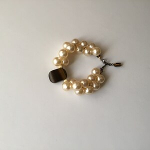 Vintage Bubble Pearl with Bold Tiger Eye Stone Adjustable Bracelet image 3
