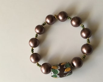 Chocolate Krobo Bead Bracelet Cocoa Pearls