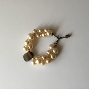 Vintage Bubble Pearl with Bold Tiger Eye Stone Adjustable Bracelet image 2