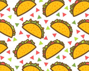 Fiesta Taco Fabric By The Yard / Taco Party Fabric / Mexican Food Fabric / Cotton Fabric / Whimsical Fabric Print in Yard & Fat Quarter