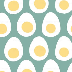 Tela moderna con diseño de huevo cortada a medida - Impresión de tela moderna y divertida con diseño de huevo para desayuno en yardas y cuartos gordos
