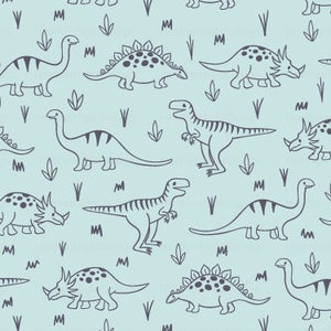 Dinosaur Lines Fabric By The Yard -  Blue Dino Baby Nursery Boys Quilting Print in Yard & Fat Quarter