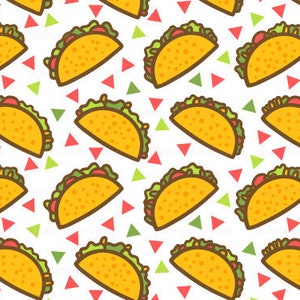 Fiesta Taco Fabric By The Yard / Taco Party Fabric / Mexican Food Fabric / Cotton Fabric / Whimsical Fabric Print in Yard & Fat Quarter