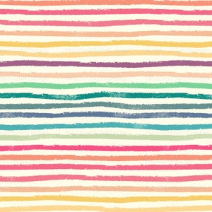 Crayon Lines Fabric by the Yard / Rainbow Fabric / Back to School Fabric Projects / Crafting Quilt Sewing Print in Yard & Fat Quarter