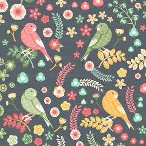 Floral Birds Fabric By The Yard - Vintage Style Birds and Foliage Print in Yard & Fat Quarter