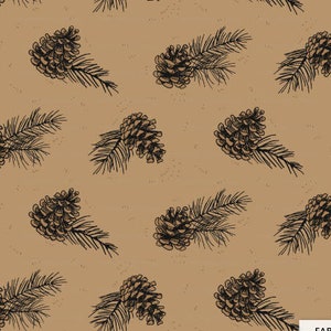 Pine Cone Fabric By The Yard - Winter Pine Cones and Needles Woodland Cabin Print in Yards & Fat Quarter