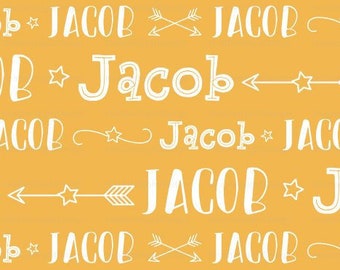 Boys Personalized Fabric / Stars and Arrows / Custom Name Fabric / Baby Shower/ Quilting Fabric Customized Print by the Yard & Fat Quarter