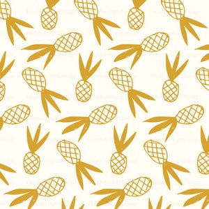 Pineapple Doodle Fabric By The Yard / Pineapple Fabric / Tropical Fabric / Cotton Quilting Print in Yard & Fat Quarter