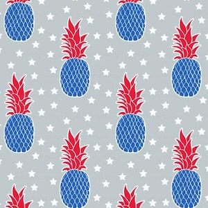 Patriotic Pineapple Fabric / Fourth of July Fabric / USA Fabric / Stars America Fabric / Red White and Blue Print by the Yard & Fat Quarter